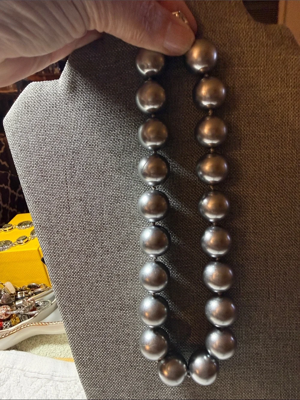 Vintage Richelieu Gray Charcol Bead Necklace - Women Jewelry